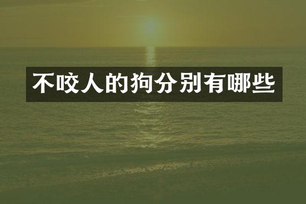 不咬人的狗分别有哪些
