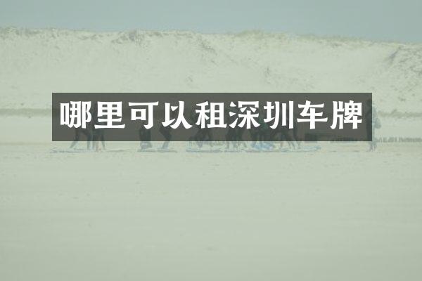 哪里可以租深圳车牌