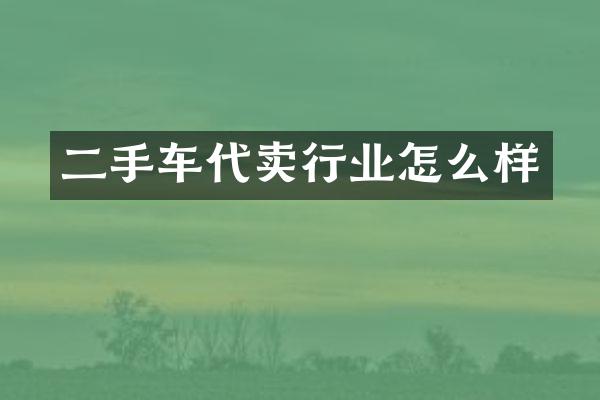 二手车代卖行业怎么样