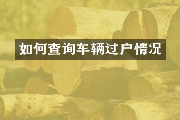 如何查询车辆过户情况
