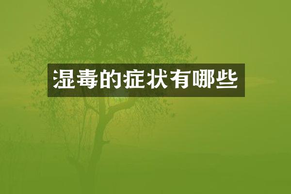 湿毒的症状有哪些