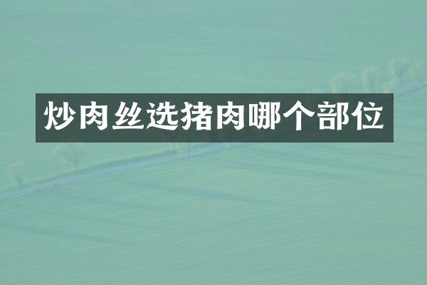 炒肉丝选猪肉哪个部位