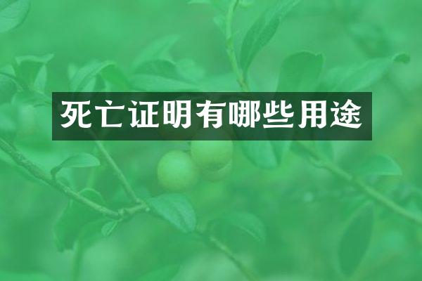 死亡证明有哪些用途