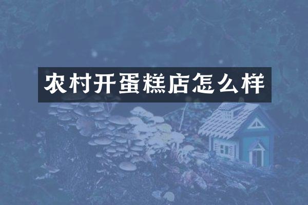 农村开蛋糕店怎么样