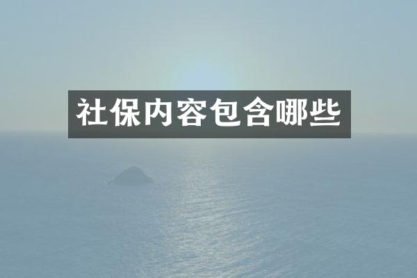 社保内容包含哪些