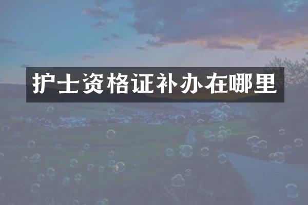 护士资格证补办在哪里