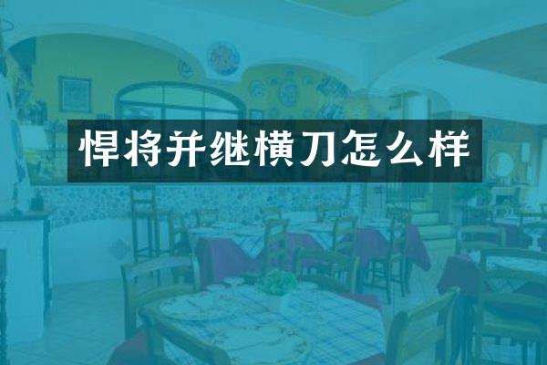 悍将并继横刀怎么样