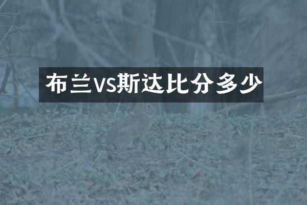 布兰vs斯达比分多少