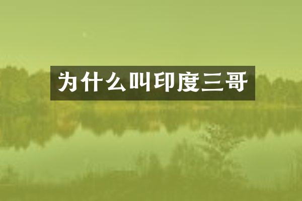 为什么叫印度三哥