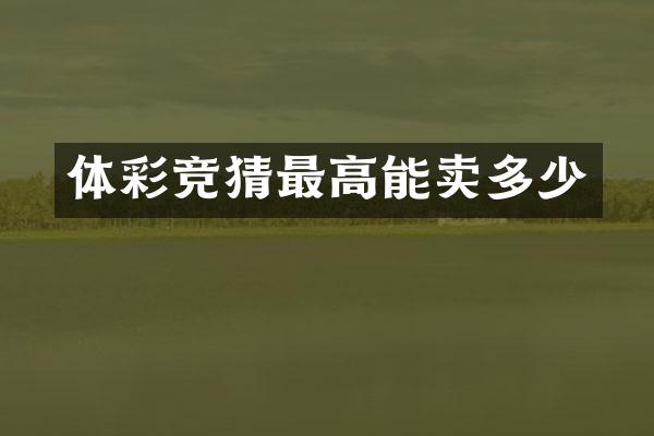 体彩竞猜最高能卖多少