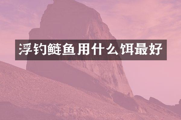 浮钓鲢鱼用什么饵最好