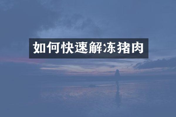 如何快速解冻猪肉