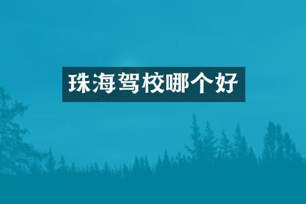 珠海驾校哪个好