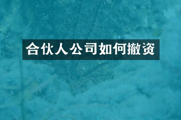 合伙人公司如何撤资
