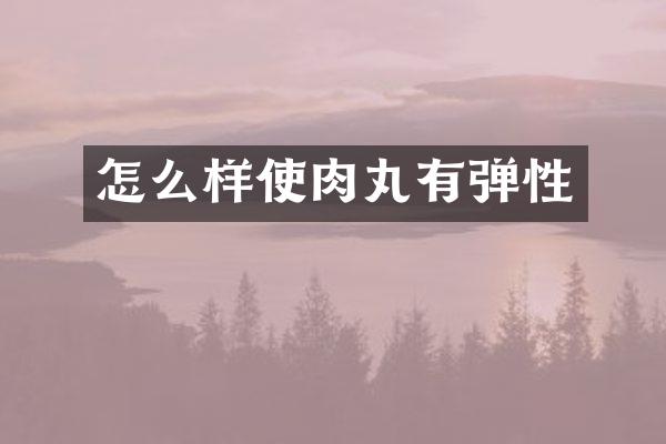 怎么样使肉丸有弹性
