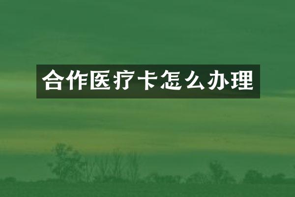合作医疗卡怎么办理