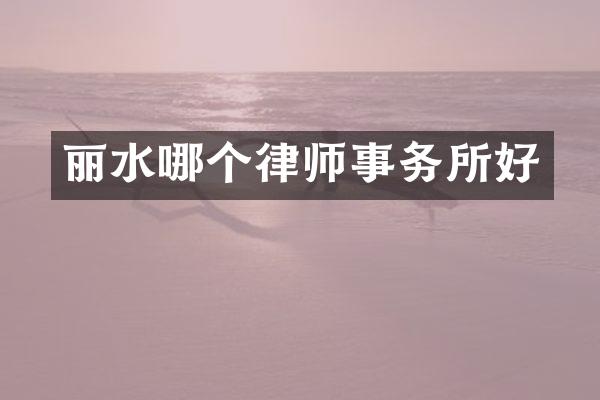 丽水哪个律师事务所好