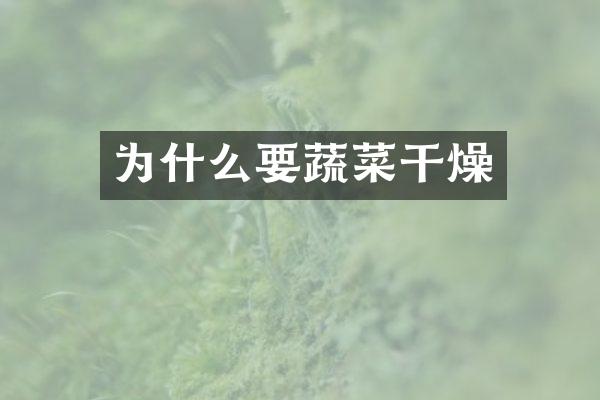 为什么要蔬菜干燥