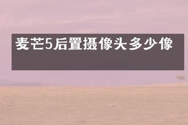 麦芒5后置摄像头多少像素