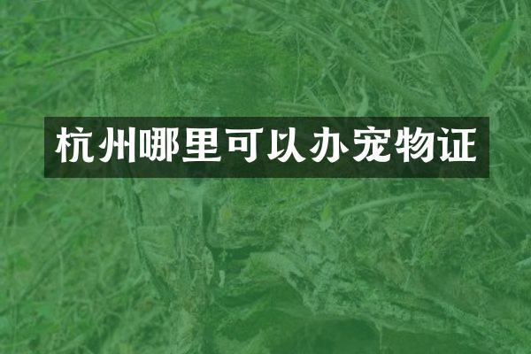 杭州哪里可以办宠物证