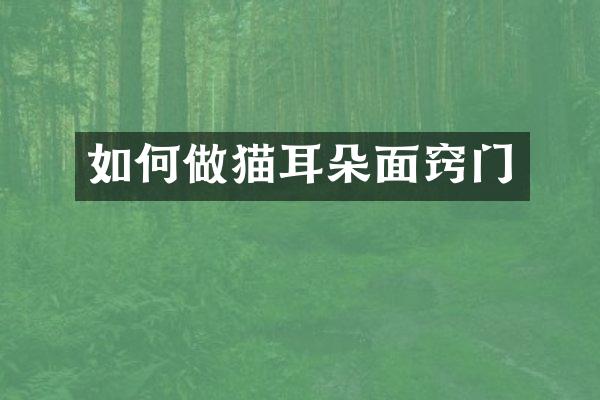如何做猫耳朵面窍门