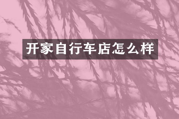 开家自行车店怎么样