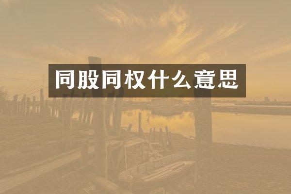 同股同权什么意思