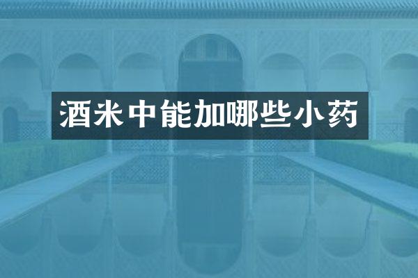 酒米中能加哪些小药