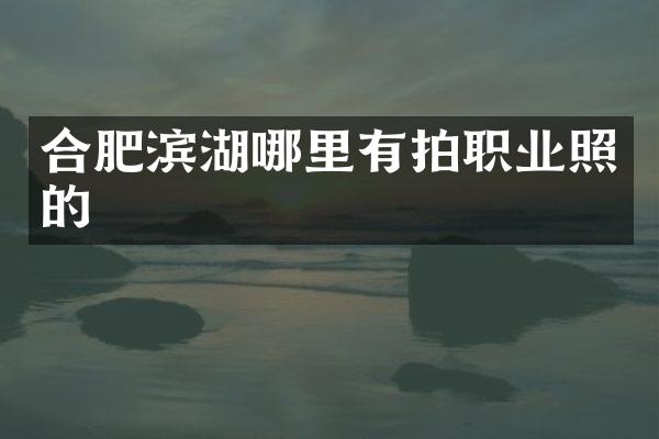 合肥滨湖哪里有拍职业照的