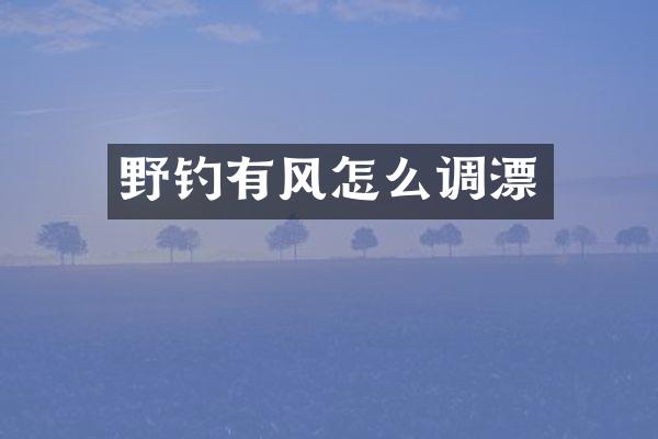 野钓有风怎么调漂