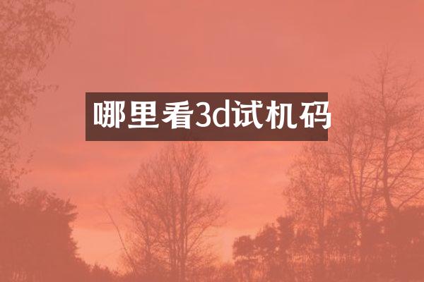 哪里看3d试机码