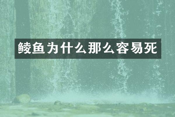 鲮鱼为什么那么容易死