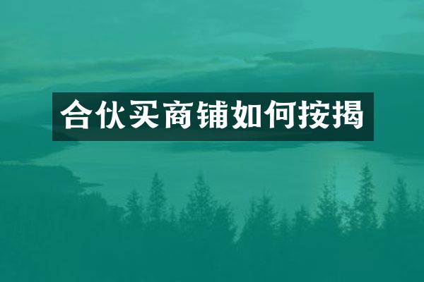 合伙买商铺如何按揭