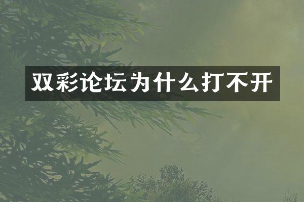 双彩论坛为什么打不开
