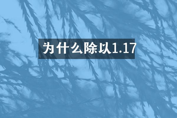 为什么除以1.17