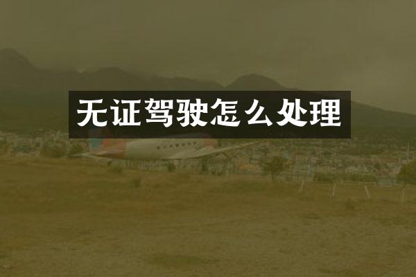 无证驾驶怎么处理