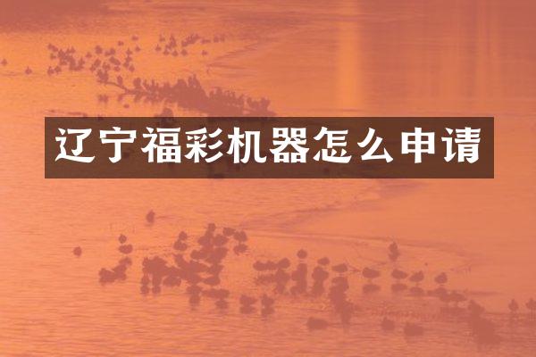 辽宁福彩机器怎么申请