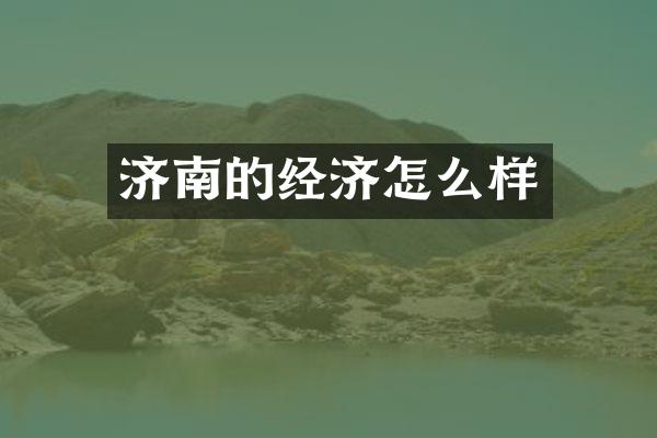 济南的经济怎么样