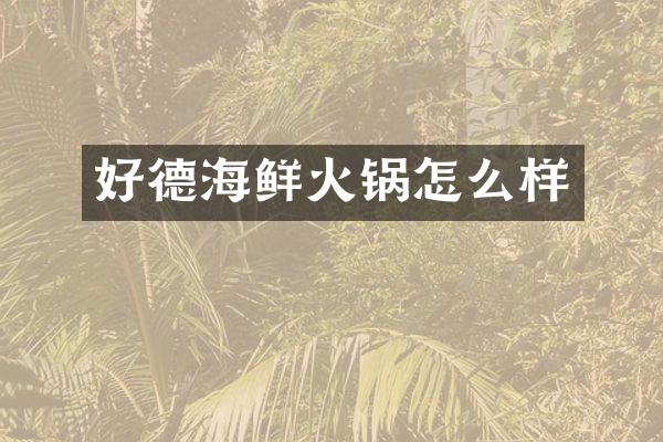 好德海鲜火锅怎么样