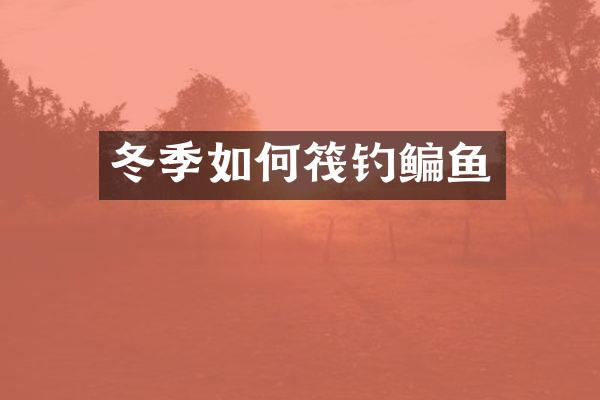 冬季如何筏钓鳊鱼