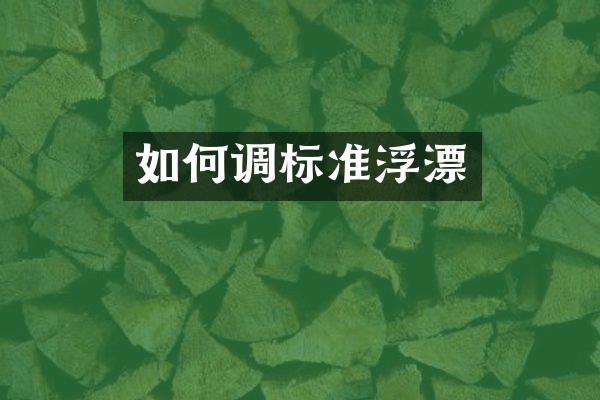 如何调标准浮漂