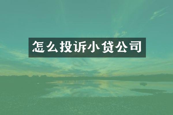 怎么投诉小贷公司