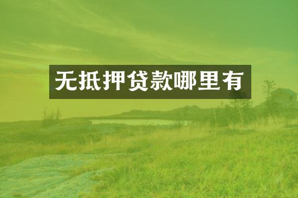 无抵押贷款哪里有