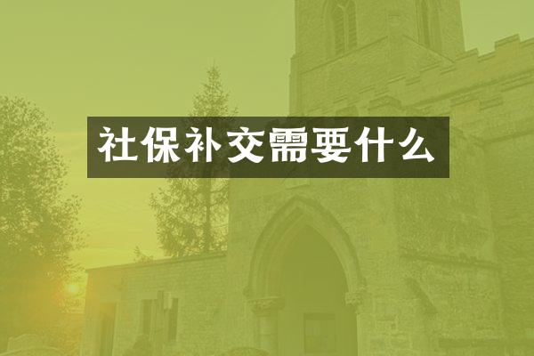 社保补交需要什么