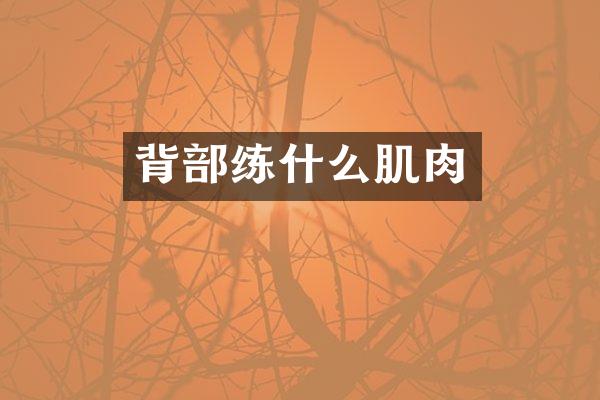 背部练什么肌肉