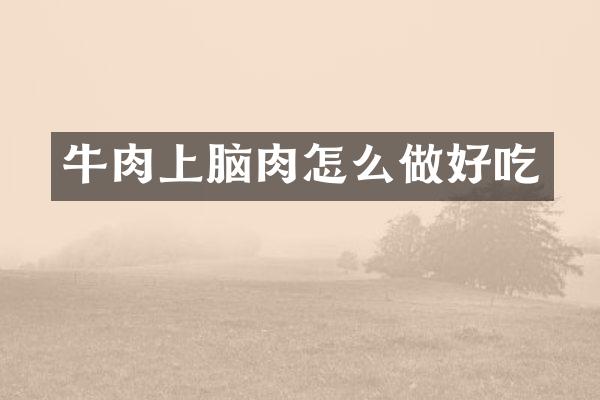 牛肉上脑肉怎么做好吃