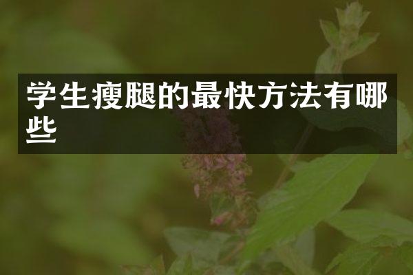 学生瘦腿的最快方法有哪些