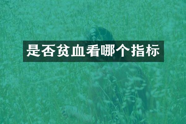 是否贫血看哪个指标