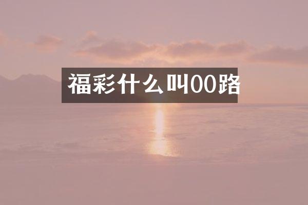 什么叫00路