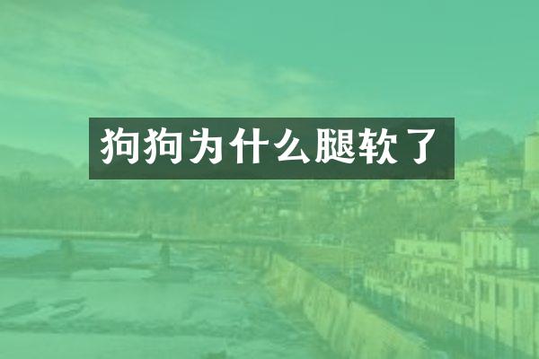 狗狗为什么腿软了